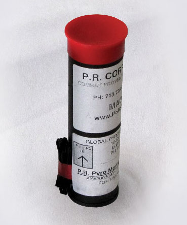 The PR-Pyro Mortar Munition fires with a loud 140 dB bang and somke.